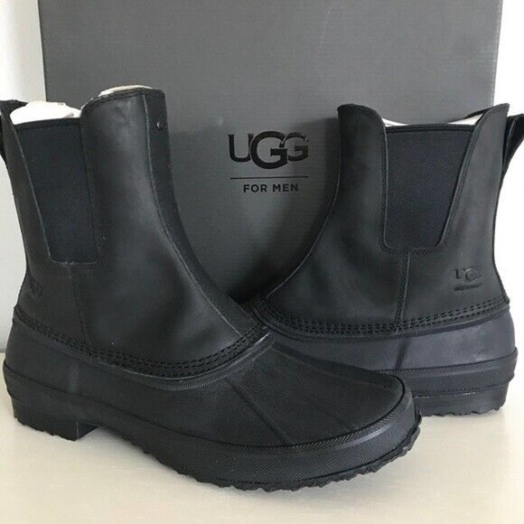 Ugg Australia Romosa Waterproof‎ Black Leather Rubber Duck Boots New Men’s 7 main image 5